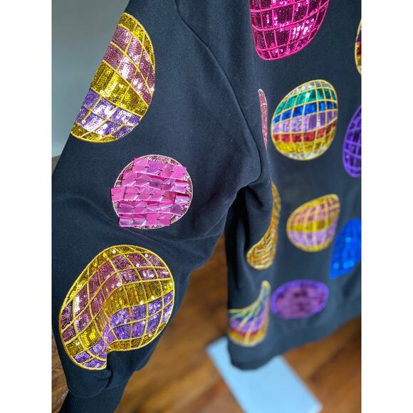 Queen of Sparkles Sweater Dress Sequin Disco Ball 3D Art to Wear Retro Valentine - Picture 7 of 11